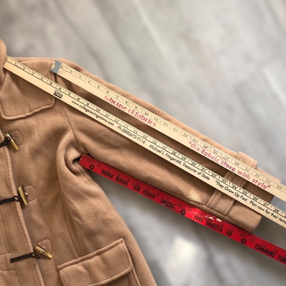 Vintage LL Bean Tan Wool Hooded Toggle Insulated Coat Size Small - Picture 11 of 12